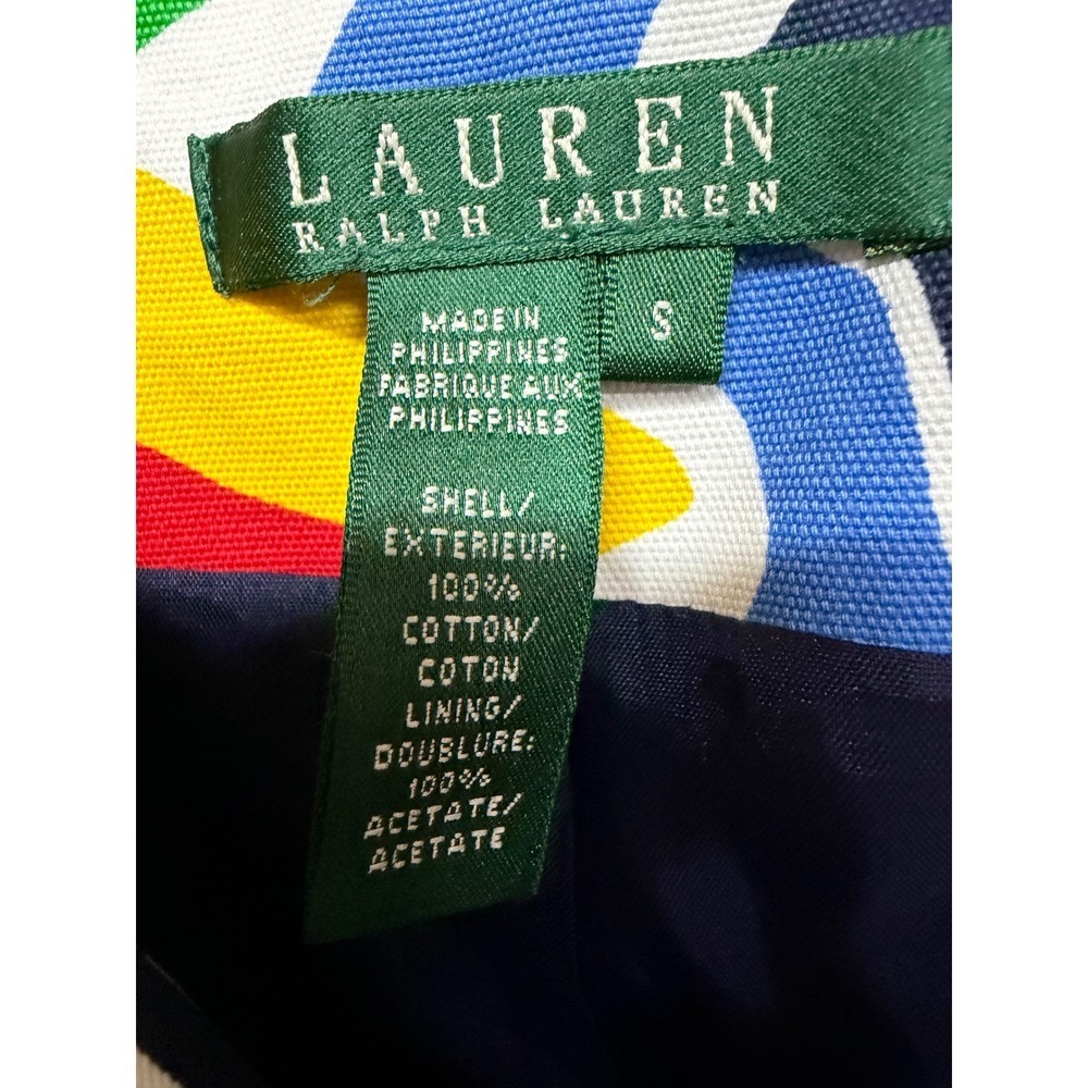 Lauren Ralph Lauren Blazer Jacket Abstract Floral Red Blue Yellow Camo Small Art - Picture 5 of 6